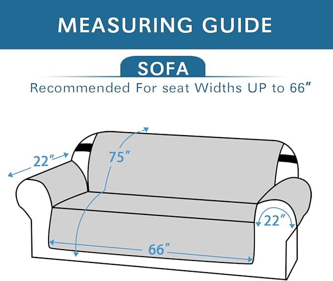 Reversible Sofa Slipcover Furniture Protector Water Resistant 2 Inch Wide Elastic Straps Sofa Cover Couch Covers Pets Kids Fit Sitting Width Up to 66" (Sofa: 75" x 110", Gray/Beige)