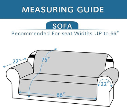 Reversible Sofa Slipcover Furniture Protector Water Resistant 2 Inch Wide Elastic Straps Sofa Cover Couch Covers Pets Kids Fit Sitting Width Up to 66" (Sofa: 75" x 110", Gray/Beige)