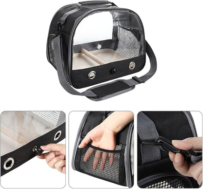 Bird Travel Carrier Portable Parrot Carry Transport Bag with Stand Perch and Tray Breathable Travel Cage for Cockatiel Parakeet Small Bird