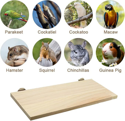Litewoo Parrot Bird Wood Perch Platform Large Stand Shelf for Birds Budgie Parakeet Cockatiel Conure Cockatoo Macaw African Grey (1PC)