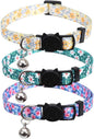 3 Pack Cat Collar Floral with Bell Breakaway Adjustable Flower for Cats Kitten