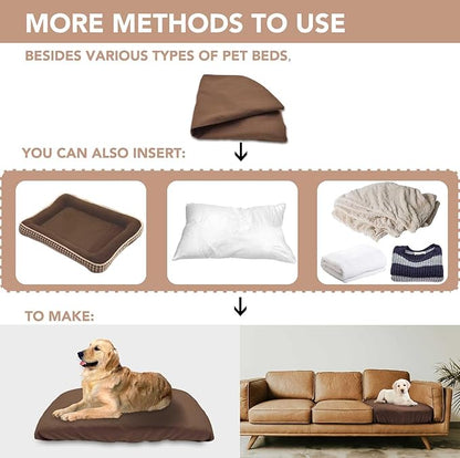 Dog Bed Cover Waterproof Replacement Machine Washable Covers for Dog Bed Heavy Duty Scratch Resistant Mattress Protector Pet Bed 44x32 Inch Brown Cover Only