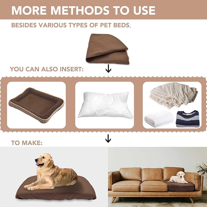 Dog Bed Cover Waterproof Replacement Machine Washable Covers for Dog Bed Heavy Duty Scratch Resistant Mattress Protector Pet Bed 54x44 Inch Brown Cover Only
