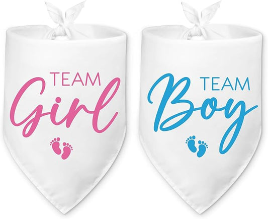 2 Packs Team Girl Team Boy Gender Reveal Baby Announcement Dog Bandana Pet Pregnancy Announcement Pink and Blue Dog Triangle Scarf Accessories for Small Medium Large Dogs Cats