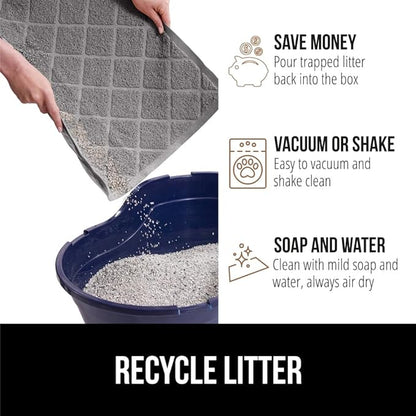 GORILLA GRIP Cat Litter Box Mat, Water Resistant, US Designed Kitty Litter Trapping Mats, Easy to Clean, Scatter Control, Less Mess and Clean Floors, Kitten Supplies for Indoor Cats, 24x17 Grey