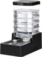 RIZZARI Stainless Steel Dog Dispenser: 8L Large Capacity Gravity Waterer - Clear Tank Water Level View -No Mess Keeps Floors Dry- No Power Needed - for Medium Dogs - Kitchen Corner/Crate Area