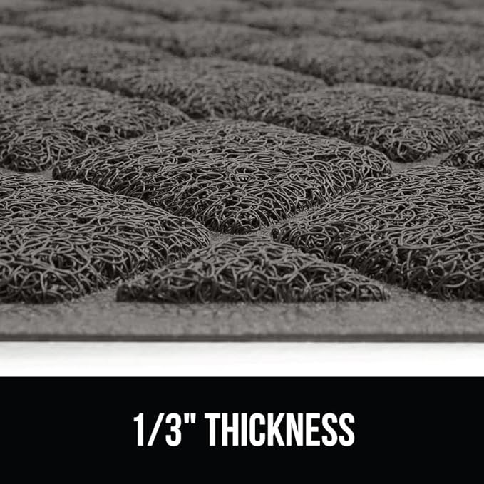 GORILLA GRIP Cat Litter Box Mat, 35x23, Water Resistant, US Designed Kitty Litter Trapping Mats, Easy to Clean, Scatter Control, Less Mess and Clean Floors, Kitten Supplies for Indoor Cats, Dark Gray