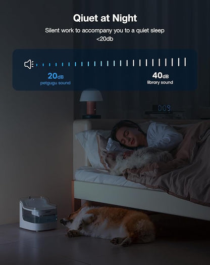 Cat Water Fountain 2L Automatic Pet Water Dispenser for Cats and Dogs 8-Layer Filtration System Wireless Pump 2.4G WiFi Smart Control Food-Grade Material Indoor Pet Water Bowl(PF1L)