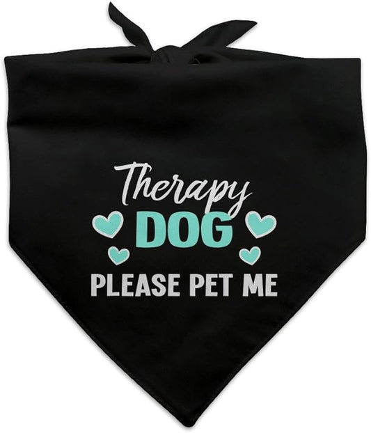 GRAPHICS & MORE Therapy Dog Please Pet Me with Hearts Dog Pet Bandana - Black