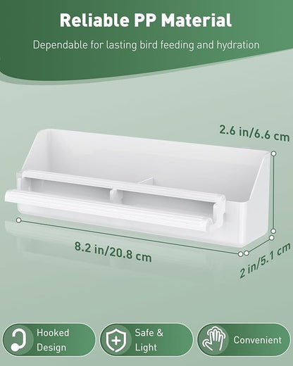 Pawfly 2 Pack Bird Feeder for Cage Hanging Plastic Feeder with Hooks Water Dispenser with Perches for Small Parakeet Cockatiel Canary Parrot
