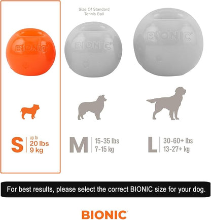 BIONIC Ball Dog Toy, Small - Interactive Dog Chew Toy That Stands Up to The Toughest Chewers, for Dogs up to 20 lbs. (9 kg)