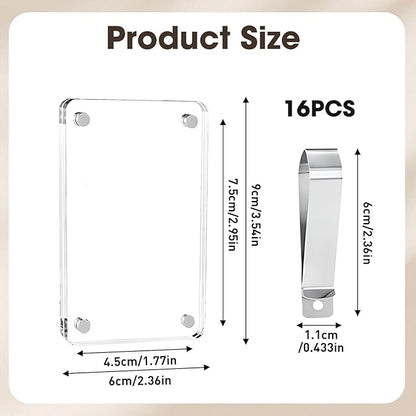 16 PCS Car Picture Holder, Car Visor Photo Clip, Acrylic Magnetic 3 Inch Car Photo Holder for Sun Visor Horizontal & Vertical Display, Personalized Car Decor Accessories for Family, Couple, Pet Photos