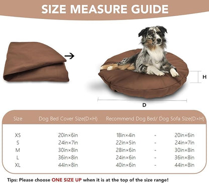 Dog Bed Cover Waterproof Replacement Machine Washable Covers for Dog Bed Heavy Duty Scratch Resistant Mattress Protector Pet Bed Round 44x44 Inch Cover Only Brown