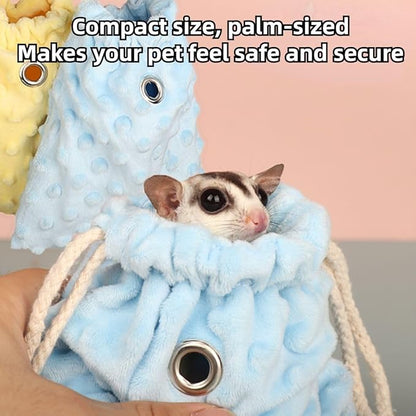 Sugar Glider Bonding Pouch - Soft Sleeping Pouch with Breathable Vent & Drawstring Portable Travel Bag Small Animal Carrier for Sugar Glider Squirrel Hamster Rats Hedgehog Bird Parrot (Grey)