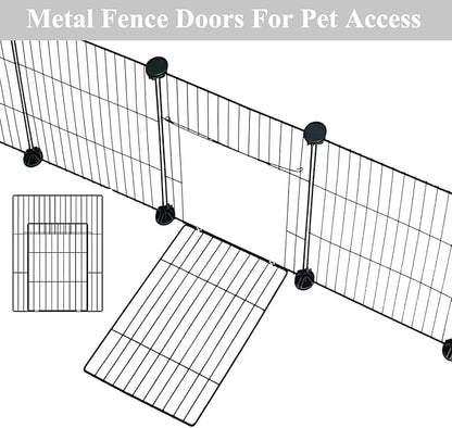 LANGXUN 24pcs DIY Small Animal Pet Playpen with Waterproof Mat, C&C Cage for Puppy Kitten, Rabbit Cage,Guinea PigsGuinea Pig Cages | Indoor & Outdoor Portable Metal Wire Yard Fence, Metal Pet Panels