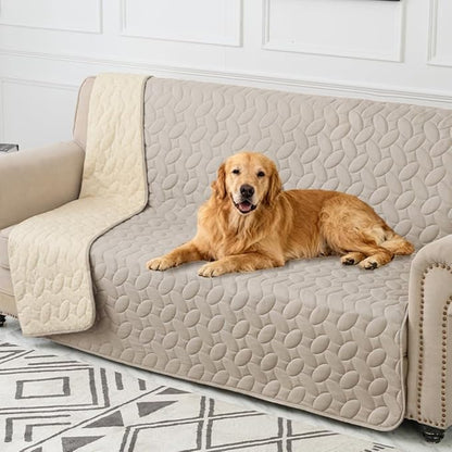 Ameritex Waterproof Pet Bed Cover Anti-Slip Dog Bed Blanket for Sofa and Furniture Waterproof New Pattern Design (Khaki, 68x82 Inch (Pack of 1))
