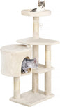 BestPet | 36" Cat Tree Tower | Beige | Sturdy Multi-Level Cat Tree with Plush Condo, Cozy Perch, Sisal Scratching Posts, Hanging Toy and Stable Frame | Easy Assembly | for Kittens & Adult Cats