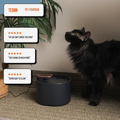 Tebon Cat Water Fountain – Automatic Pet Water Dispenser & Drinking Bowl – Versatile Cat Fountain for Cats – Automatic Pet Water Fountain