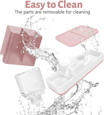 Yummy Sam Automatic Small Pet Feeder and Water Dispenser, 2 in 1 Gravity Cat Auto Pet Feeder and Waterer Set Feeder Dish for Small Medium Pets Dog Puppy Kitten (Pink)