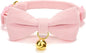 Cotton Breakaway Kitten Collar with Bow Tie and Bell Adjustable Cute Soft Corduroy Cat Collars for Small Female Cats(Pink,XS)