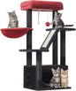 Taoqimiao Gothic Cat Tree,38.5-Inch Cat Tower for Indoor Cats,Suitable for Kittens with Luxurious cat condo with Adjustable Baskets and Luxurious Perch MS029SBR Black and Red