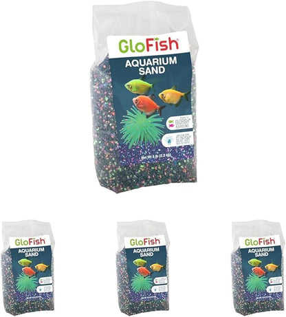 GloFish Aquarium Sand 5 Pounds, Black with Highlights, Complements Tanks and Décor, (AQ-78485) (Pack of 4)