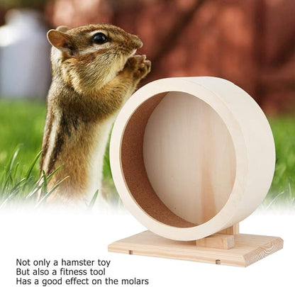 Wooden Hamster Exercise Wheel, Silent Silent Running Wheel Wooden Small Pets Quiet Spinner Play Toy Cage Accessories for Dwarf Syrian Hamster Rat Gerbil Mice Guinea Pigs(S)