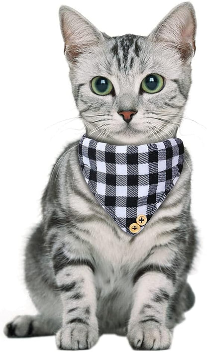 Faleela Cat Collar Bandana Bells Set - 2 Pack Set Cat Collar Breakaway with Cute Bow Tie and Bell, Adjustable from 7.8-10.5 Inch, Soft and Comfortable for Kitty and Some Puppies