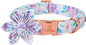 Lionheart Glory Cute Floral Pattern Adjustable Dog Collar for X-Small Dogs - Purple with Flower