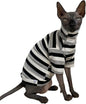 Vintage Stripes Sphynx Hairless Cats Shirt Cotton Cat Turtleneck Pet Clothes Kitten T-Shirts with Sleeves for Sphynx Cats (Black Grey White, X-Small)
