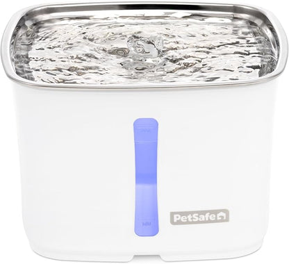 PetSafe Viva Pet Fountain - Encourages Healthy Hydration - Automatic Water Dispenser with Double Filtration - Ultra Quiet Water Fountain - Easy to Assemble - Dishwasher Safe - Stainless Steel - 64 oz