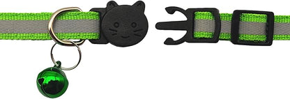 14 Pack Breakaway Cat Collar with Bell, Reflective Kitten Collar for Girl Boy Cats, Safety Buckle Adjustable 7.5-12.5 Inch, 0.4 Inch Width Lightweight, Pet Gifts (Light Green)
