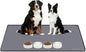 Lanstics Dog Food Mat, 34" x 22" Large Silicone Mat Dog Feeding Mat with Raised Edge Non-Slip Pet Feeding Mat for Food and Water Bowl, Easy to Clean, Floor Protection (Gray)