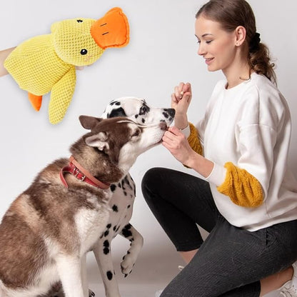 2025 Upgraded Dog Toys, New Durable Calming Duck Toys, Dog Toys for Aggressive Chewers with Soft Squeaker, Fun for Indoor Puppies and Senior Pups (Green, L-11.4 * 13.5in)
