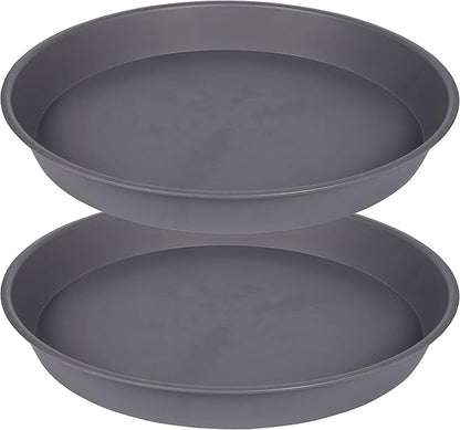 2 Pack of 20 21 inch Plant Saucer Round, Deep Plant Saucers for Pots, Heavy Duty Plastic Plant Drip Tray for Indoors Outdoor, Bird Bath Bowls, Plant Trays for Planter 19-22" (21 inch, Cement)