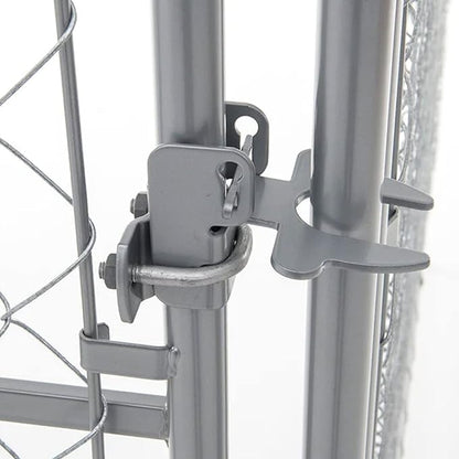 Lucky Dog 10' x 10' x 6' Heavy Duty Outdoor Welded Galvanized Steel Chain Link Dog Kennel Enclosure with 2 Configurations and Latching Door, Silver
