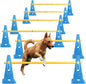 TNZMART Dog Agility Hurdle Cones Pet Jump Training Set Dog Agility Course Backyard Set Adjustable Obstacle Training Set (Blue, 6 Sets)