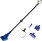 Aquarium Cleaning Tools Kit 5 In 1 Function for Long Deep Fish Tank, Adjustable Length Rod, Including Algae Scrape, Cleaning Sponge, 3.9" Small Fishnet, Gravel Rake, Plant Fork