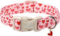 Valentine's Dog Collar, UP URARA PUP Pink Heart in Red Adjustable Pet Collar with Bowknot Charm, Wedding Dog Accessories for Small Medium Large Dogs