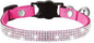 Cat Collars,Rhinestone for Girl Cats Bling Kitten Flower Adjustable Breakaway Collar with Bell Soft Velvet Leather Collar for Puppy Small Dogs (Hot Pink)