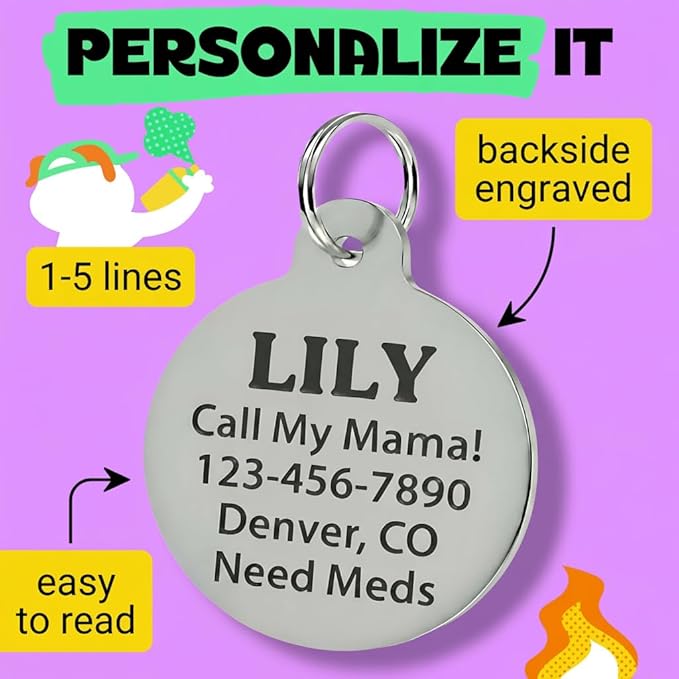 Bad Tags Personalized Dog and Cat ID Tags in 25+ Designs and 2 Sizes - 5 Lines of Custom Engraved Text - Funny Cute Personalized Pet Tags (I Bark At Karens, Small (1 inch))