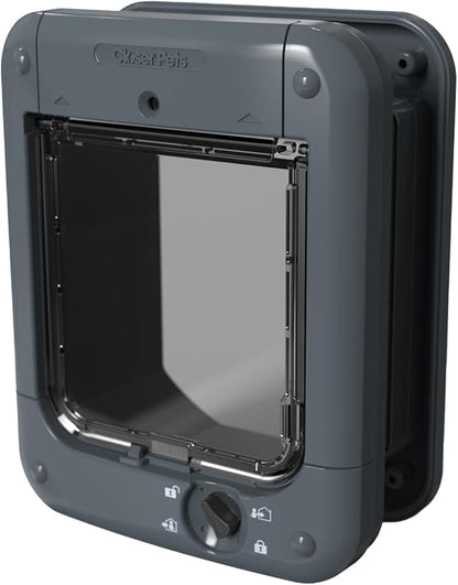 Closer Pets Microchip Activated Cat Flap (360) - ISO and AVID Compatible, for Small to Medium Cats, Accommodates up to 30 Pets, for Single/Multiple glazing, UPVC, walls and Wood, Grey