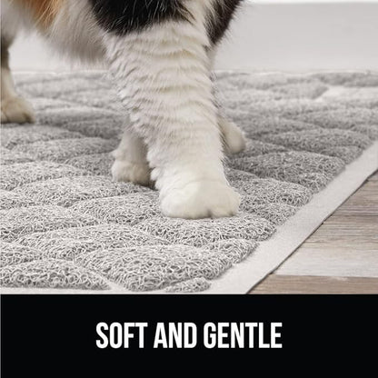 GORILLA GRIP Cat Litter Box Mat, Water Resistant, US Designed Kitty Litter Trapping Mats, Easy to Clean, Scatter Control, Less Mess and Clean Floors, Kitten Supplies for Indoor Cats, 30x20 Light Gray