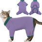 Sticky Cat Clothes Stretchy, Sphynx Hairless Sweater & Pajamas for Cats only, Soft Cat Onesie for Cats After Surgery Female Male & Hair Loss Prevention, Purple M