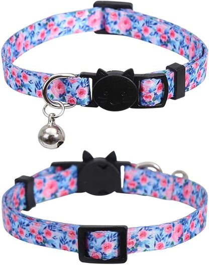 3 Pack Cat Collar Floral with Bell Breakaway Adjustable Flower for Cats Kitten