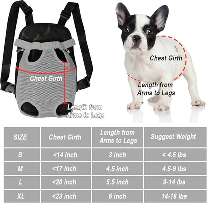 FEimaX Dog Carrier Backpack Pet Legs Out Front Cat Travel Bag, Adjustable Puppy Backpacks Carriers Hands-Free for Small Medium Dogs Cats Hiking Traveling Camping Daily Walking