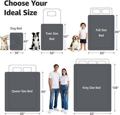 LOOBANI Waterproof Blanket for Bed: Reversible Soft Flannel King Size Bed Blanket 85" x 108", Waterproof Dog Blankets for Large Dogs, Spill-Proof Cover for Furniture Protection, Movie Time, Grey