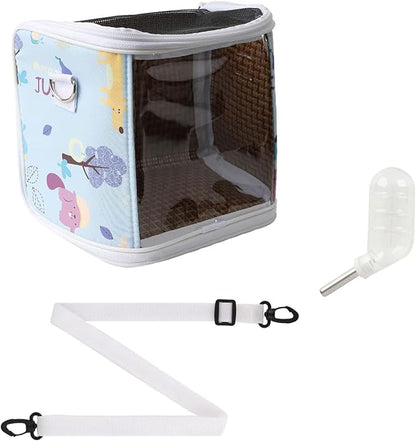 Guinea Pig Carrier with Water Feeder, Small Animal Hamster Carry Pouch with Ventilated Design and Clear Window, Chinchilla Travel Carrier for Bird Parrot Guinea Pigs Pet Transportation