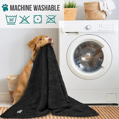 PetAmi Dog Blanket for Large Medium Dogs Black, Fluffy Soft Puppy Blanket, Sherpa Fleece Cat Blanket for Kitten Doggie, Calming Pet Blanket Throw for Bed Washable Sofa Couch Cover, Large 40x60