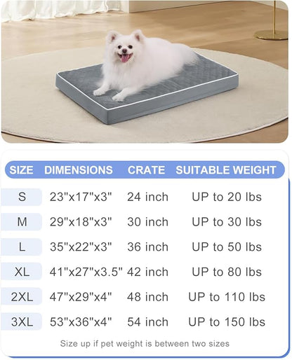 KSIIA Dog Bed for Crate Pad Waterproof for Medium Dogs with Removable Washable Cover, Egg Crate Foam and Non-Slip Bottom, 29x18 Inch, Dark Gray